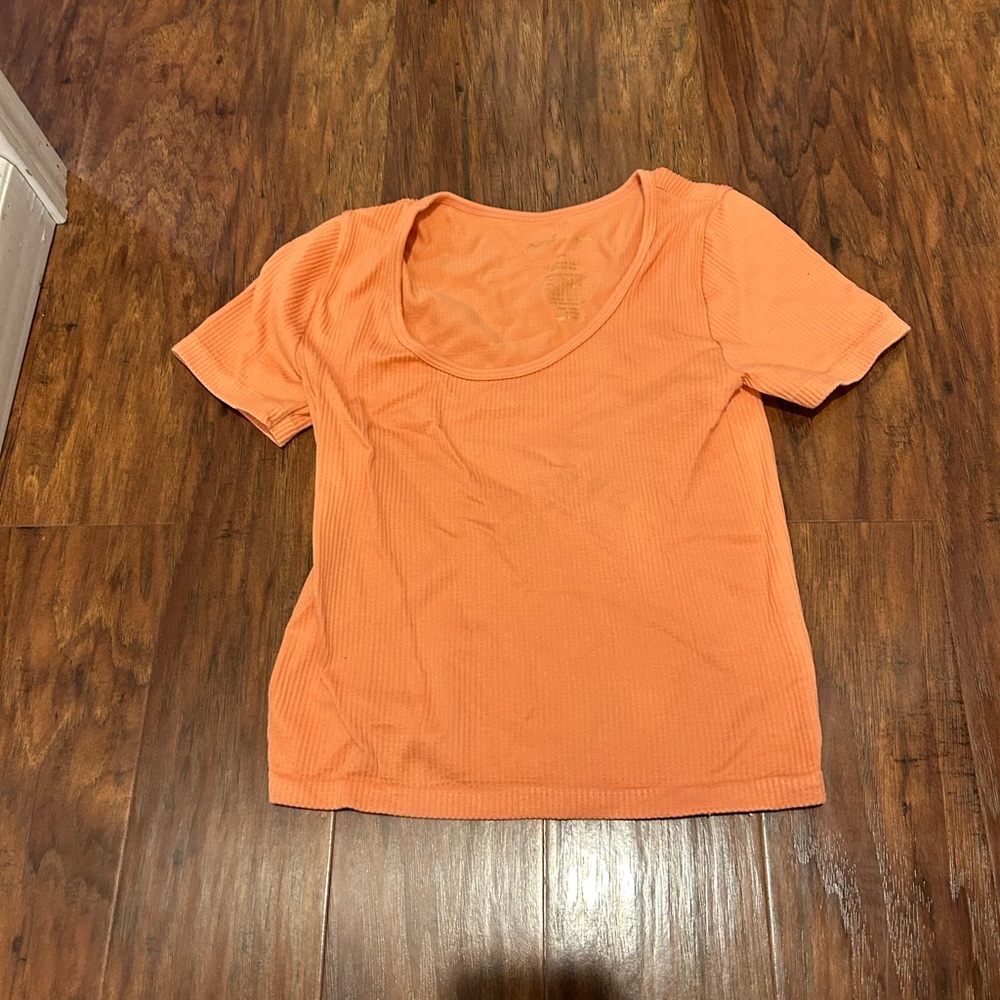 coral ribbed cropped top